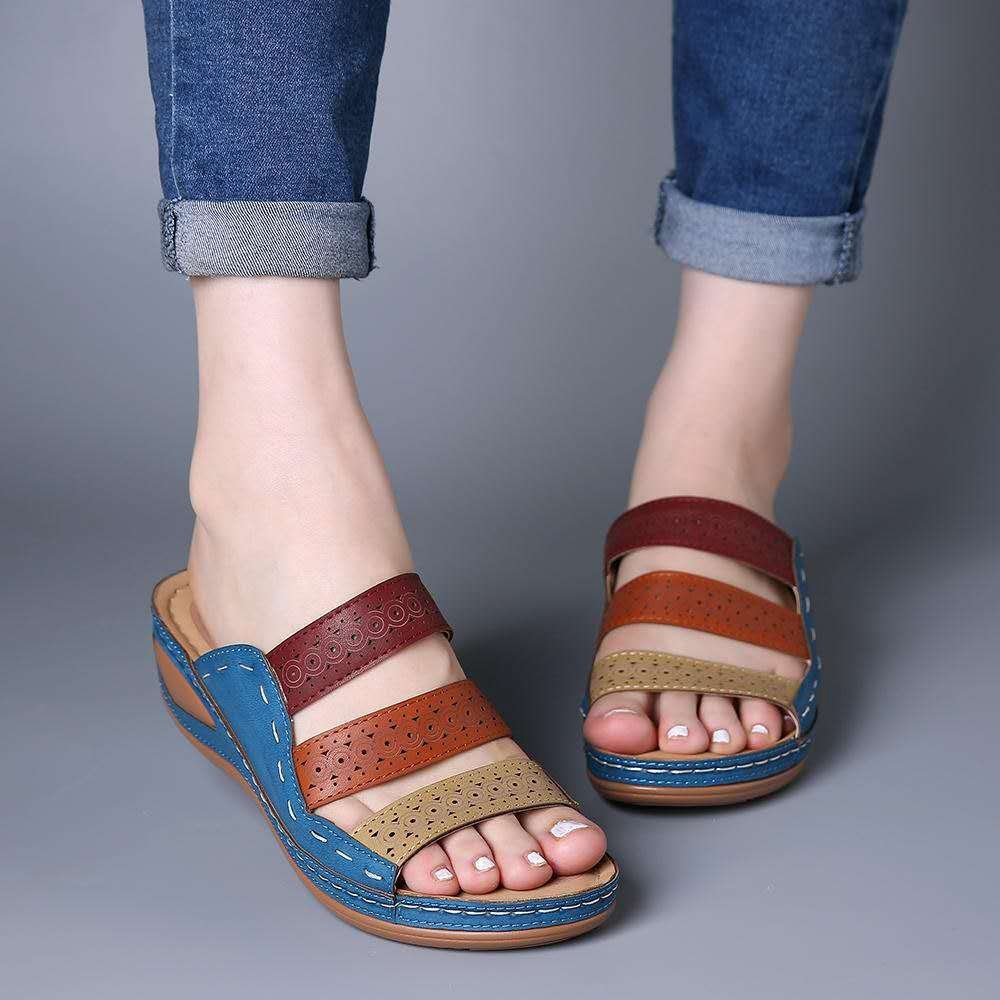 Fashion Women s Sandals Wedge Heel Hollow Out PU Leather Sandal