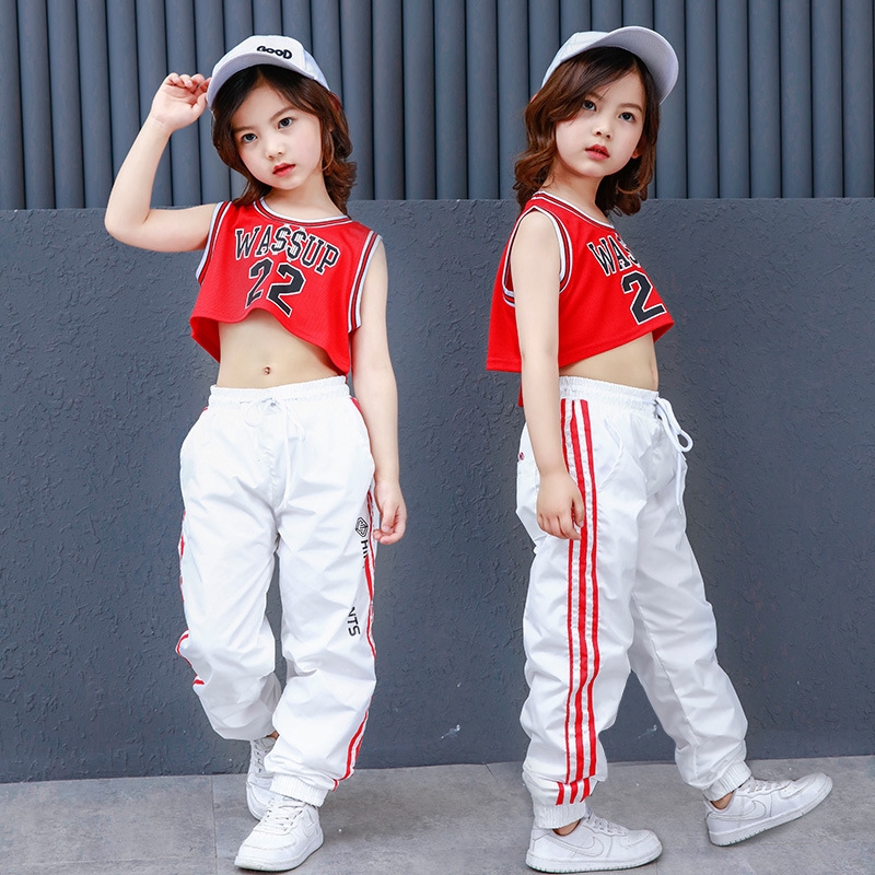 Kpop Jazz Dance Clothes For Girls Crop Tops Black Hip Hop Pants