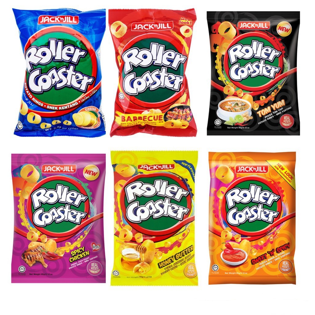 1 pack Roller Coaster BBQ Tom Yum Honey Cheese Biscuit Snacks