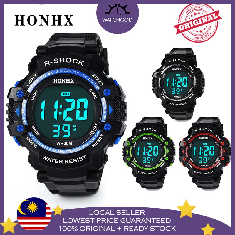 HONHX R SHOCK Sports Digital LED Men Women Watch Jam Tangan Lelaki