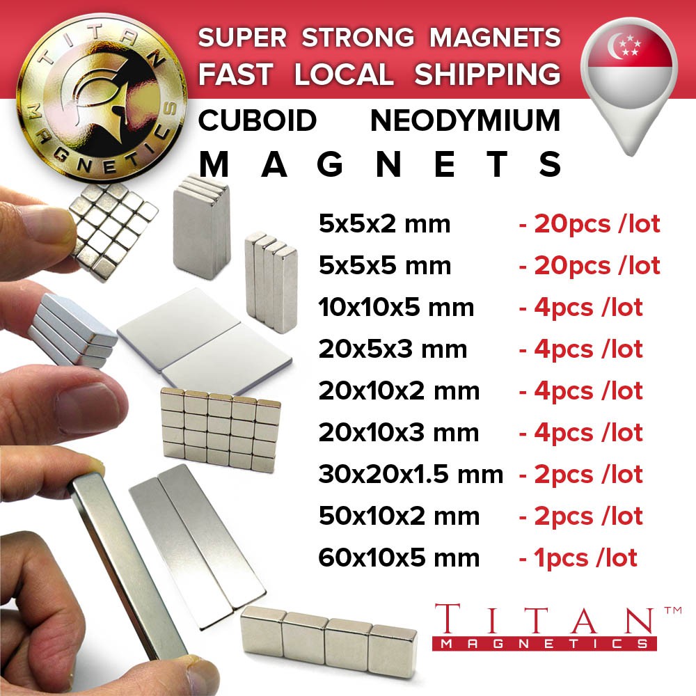Block Neodymium Magnets N35 5x5x2mm, 20pcs
