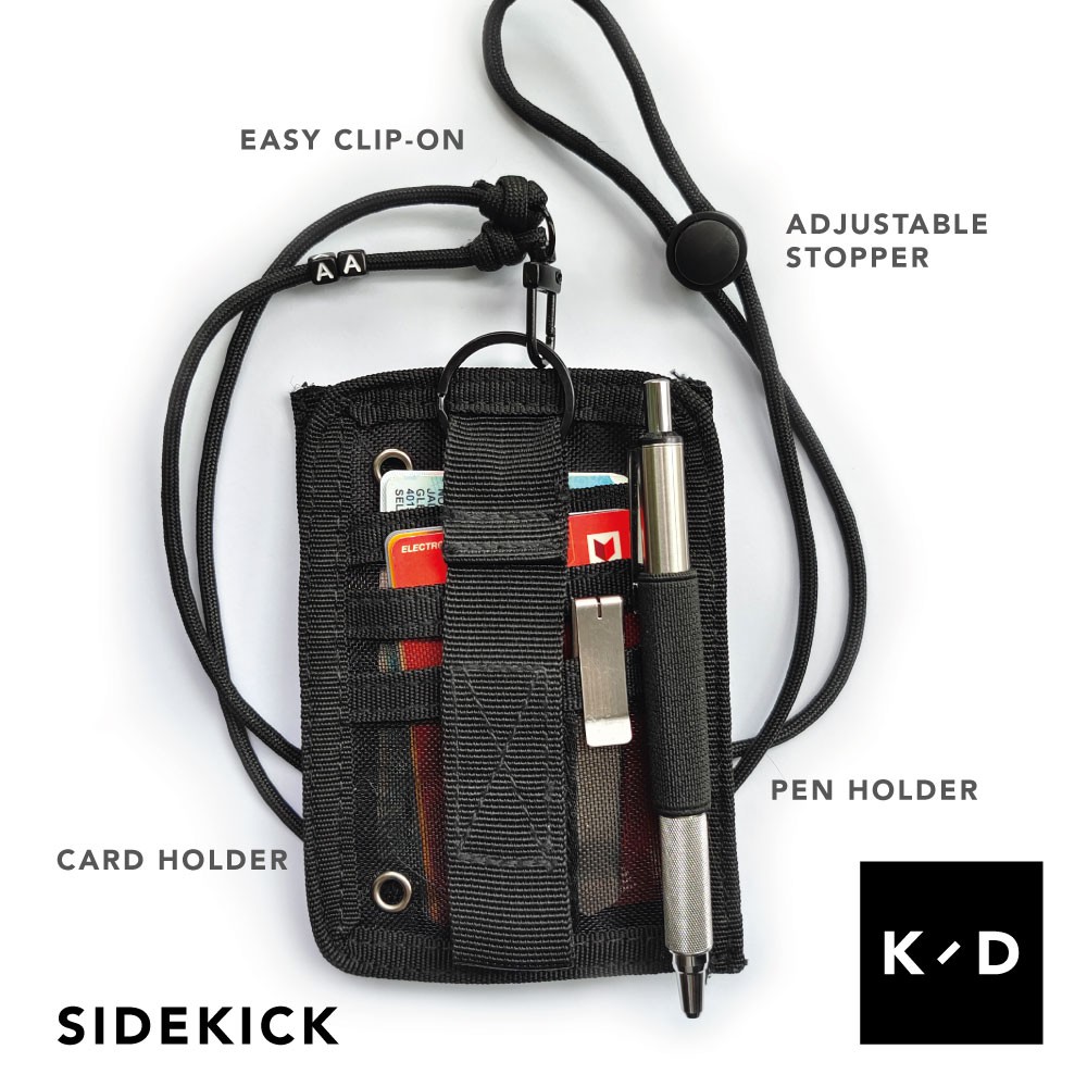 SIDEKICK Tactical Card Holder with Velcro Adjustable Neck Lanyard