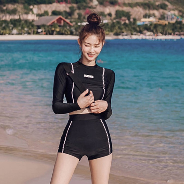 Long sleeve cheap two piece swimsuit