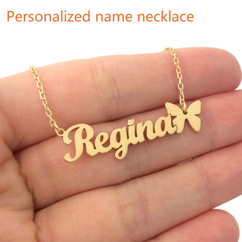 Cheap real gold deals name necklace