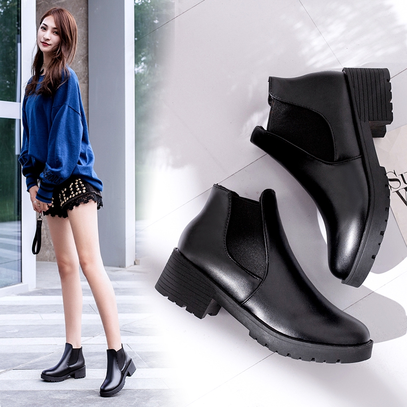 Women s Fashion Chelsea Boots Ladies Round Toe Leather Ankle Boots