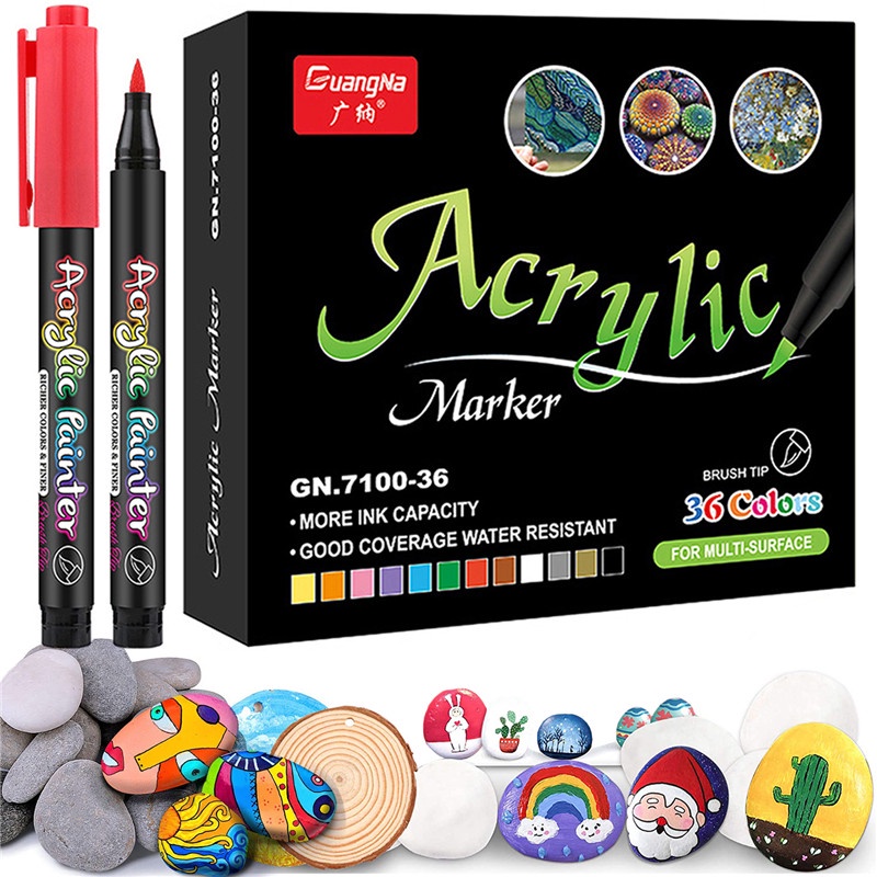 Metallic Acrylic Paint Pens for Rock Painting, Stone, Ceramic, Glass, Wood,  Fabric, Canvas, Metal, Scrapbooking (6 Pack) Set of 3 Gold & 3 Silver