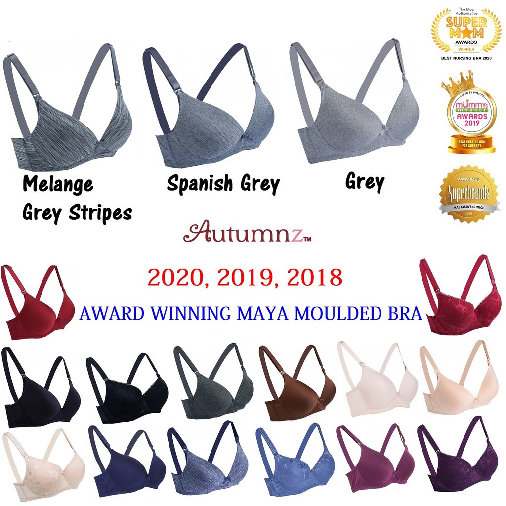 Autumnz Maya Nursing Bra (No Underwire) - Melange Grey Stripes, Spanish  Grey, Grey - AWARD WINNER 2020, 2019, 2018]upon7