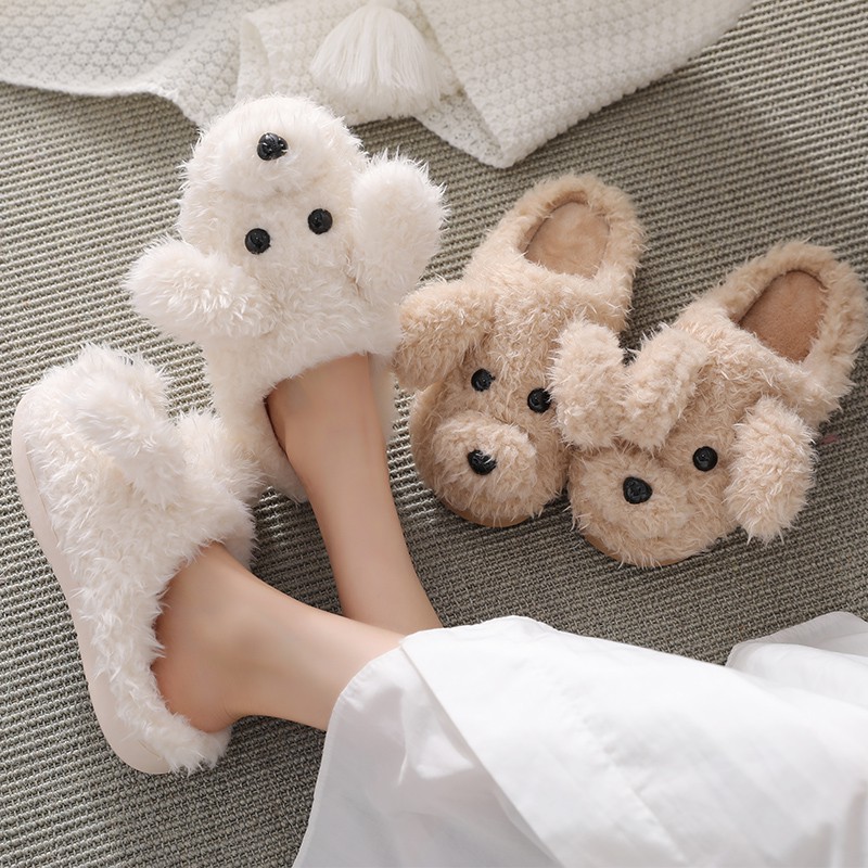 Women Plush Indoor Bedroom Slippers Casual Fluffy Home Slippers