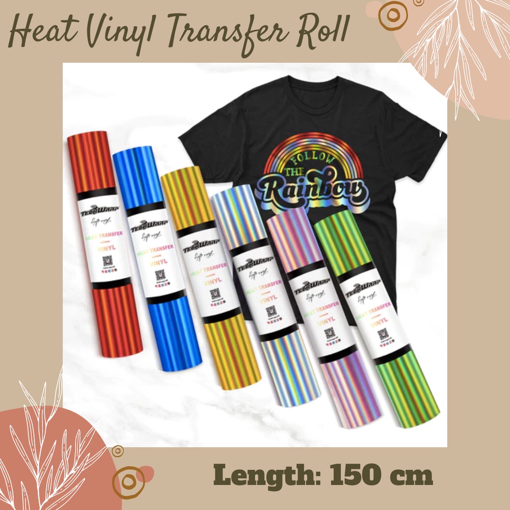 Teckwrap Heat Transfer Vinyl HTV Roll 150cm, Iron On HTV, For Cricut /  Silhouette, T-shirt