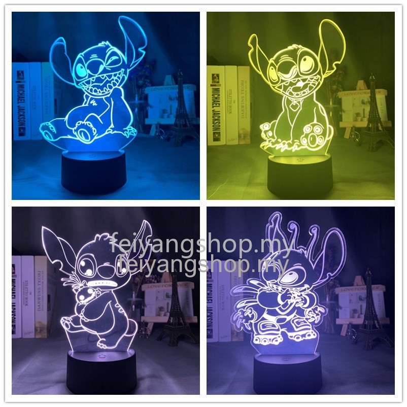 Stitch Night Light, 3D LED Light Lilo Stitch Gifts LED Intelligent Stitch  Lamp 16 Color Light for Christmas Room Decoration, Play with Sand Stitch