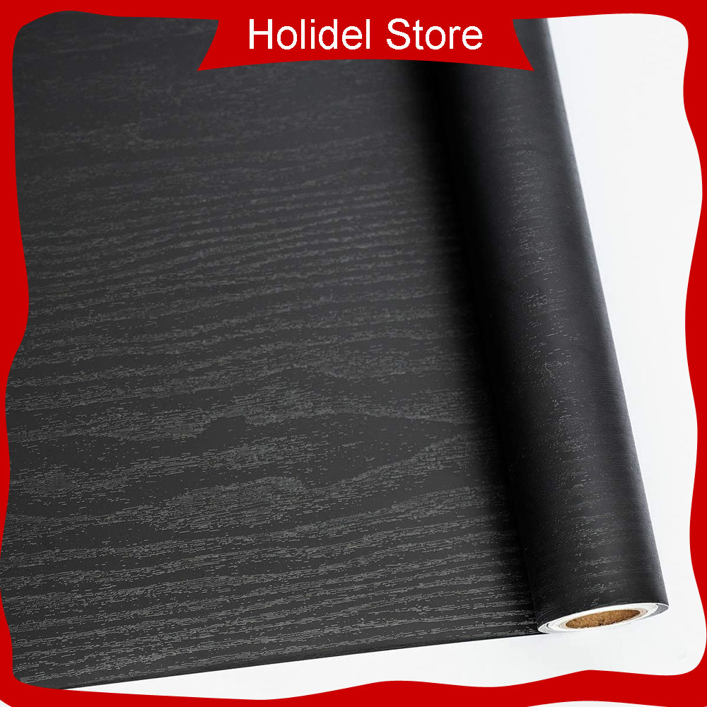 Holidel 40cm x 100cm black wood self adhesive paper decorative  self-adhesive film furniture real wood tactile sensation surfaces easy to  clean