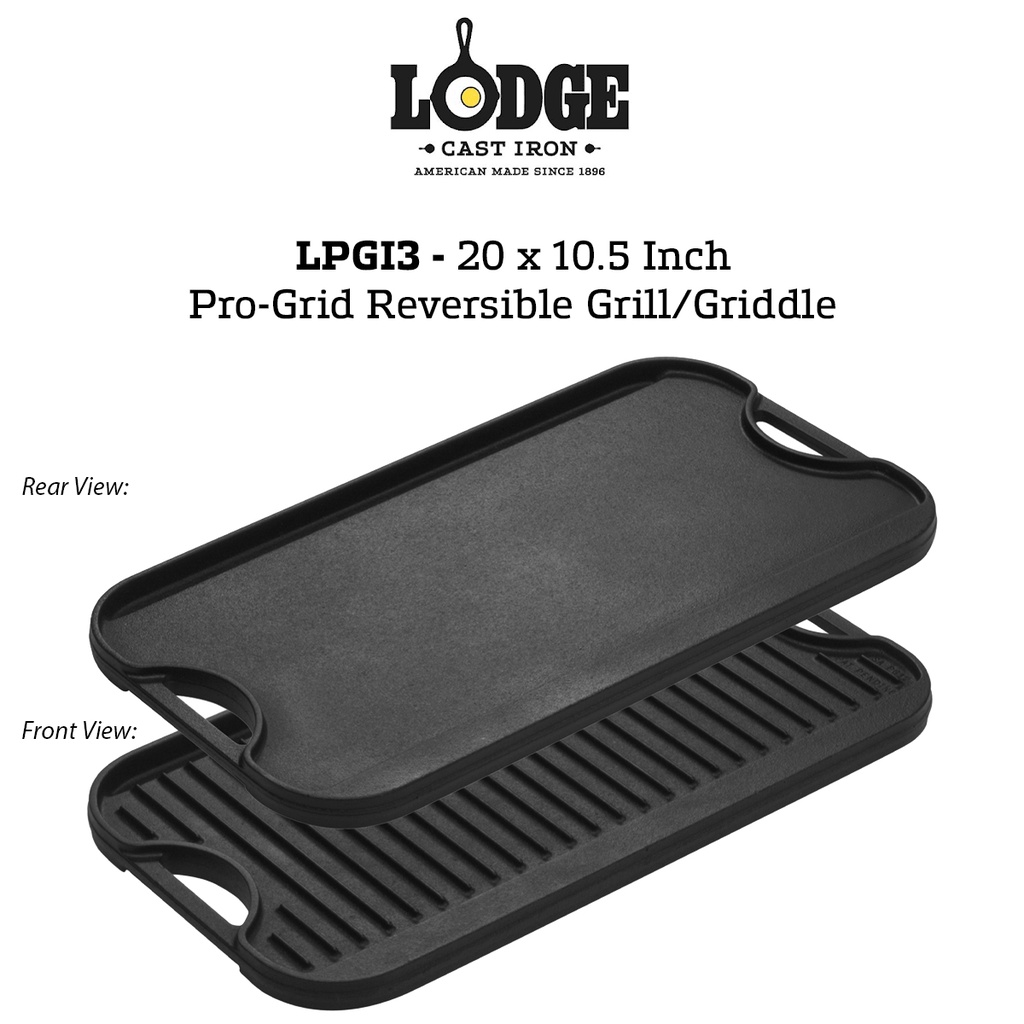 Lodge Pro-Grid 20 in. Black Cast Iron Reversible Stovetop Griddle