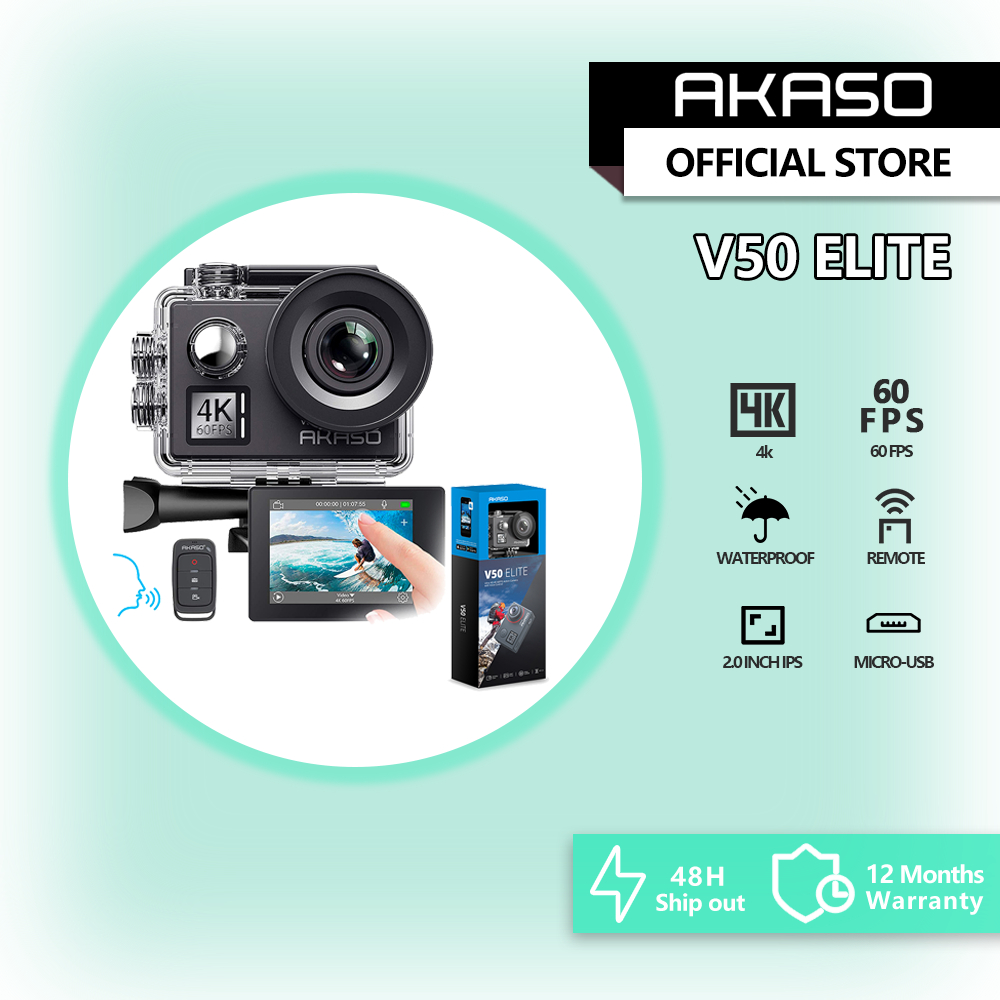 AKASO V50 Elite Waterproof Touch Screen WiFi Action camera with Helmet  Accessory for sale online