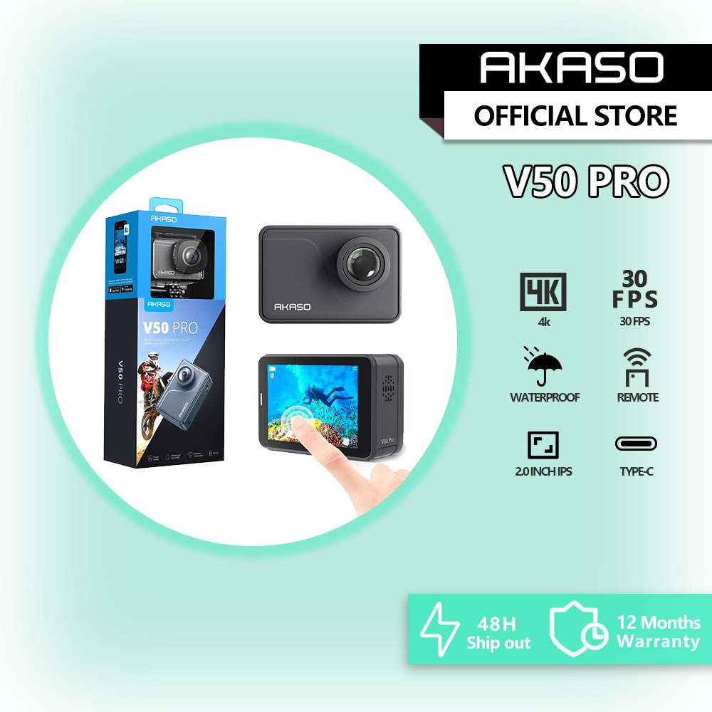AKASO V50 Pro Native 4K/30fps 20MP WiFi Action Camera EIS Touch Screen 30m  Waterproof 4k Sport Camera Support Micro