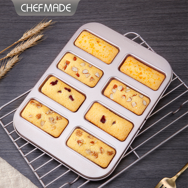 CHEFMADE Muffin Cake Pan, 6-Cavity Non-Stick Cupcake Pan Bakeware for Oven Baking (Champagne Gold)