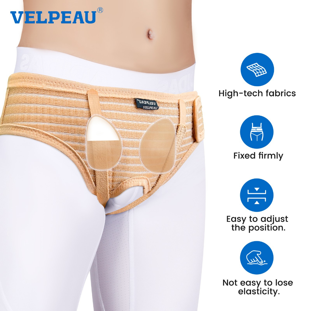 VELPEAU Hernia Belt Truss for Single Inguinal and Pain Relief Sport Hernia  Support Brace Recovery Strap for Men and Women Black Small