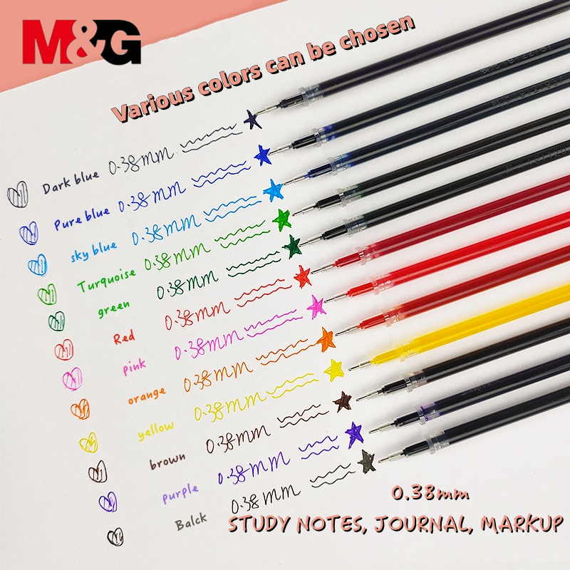 M&G BY WAY Gel Pens Gel Pen 0.35mm/0.38mm/0.5mm Black Ink Refill Gelpen  School Office Supplies Pens