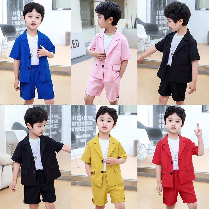 Kids Boys Suit Formal Attire Plaid Blazer Pants Suits Set Gentleman Outfit  Toddler Navy Blue Gray Dresswear