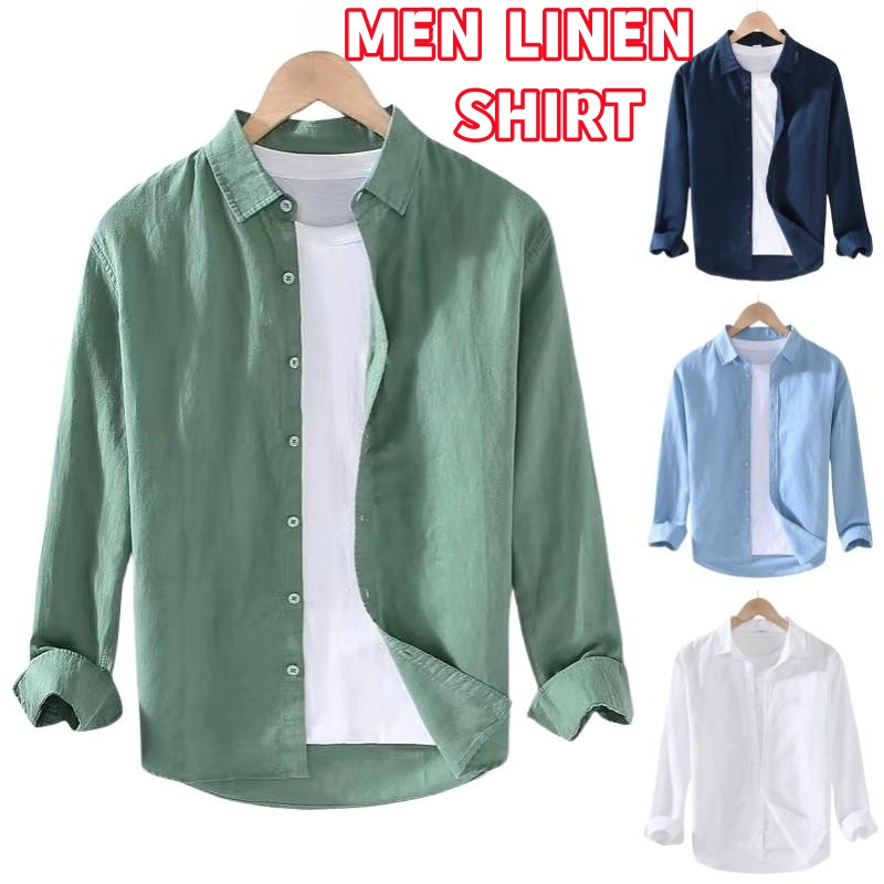 European linen lapel collar shirt