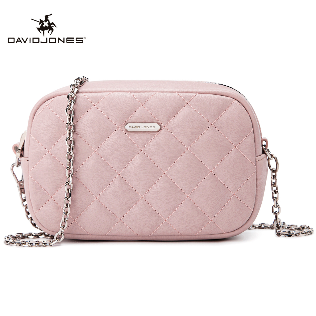 DAVIDJONES Small Crossbody Cellphone Bag,Quilted PU Leather Crossbody  Shoulder Handbags Wallet for Women with Chain Strap