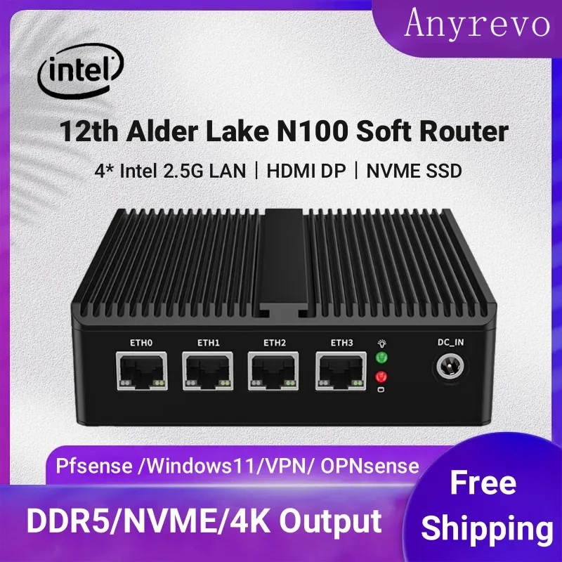 Alder Lake N100 Soft Router Fanless Mini PC 4x Intel i226 2.5G LAN HDMI DP
