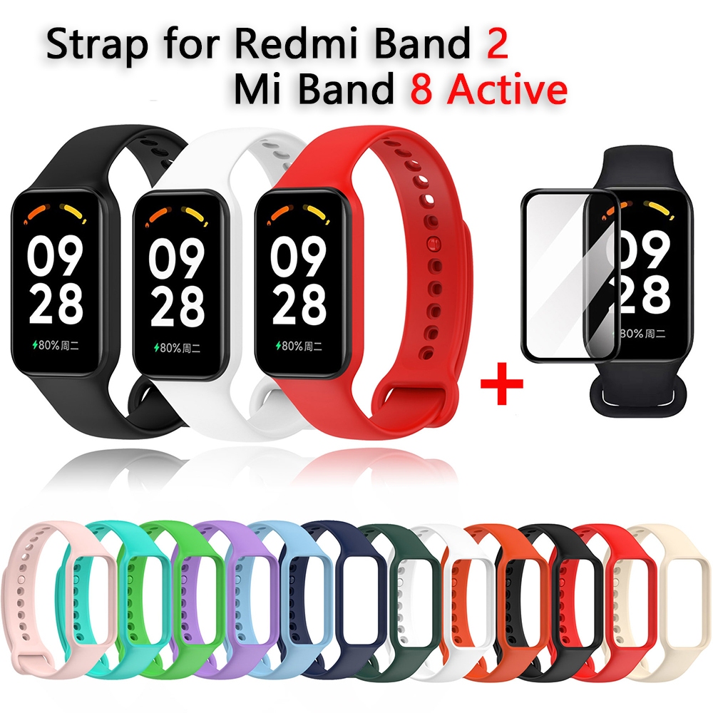 Silicone Band Strap Watch Band Belt for Xiaomi Smart Band 8 Active/ Redmi  Band 2