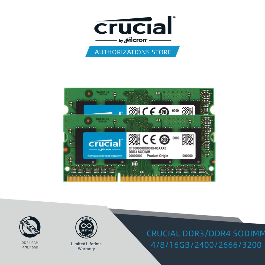 Kingston Crucial DDR3 DDR4 SODIMM Laptop Memory 4GB 8GB 16GB 1600Mhz 2400Mhz 2666Mhz Notebook Ram 1.2 1.35 1.5V