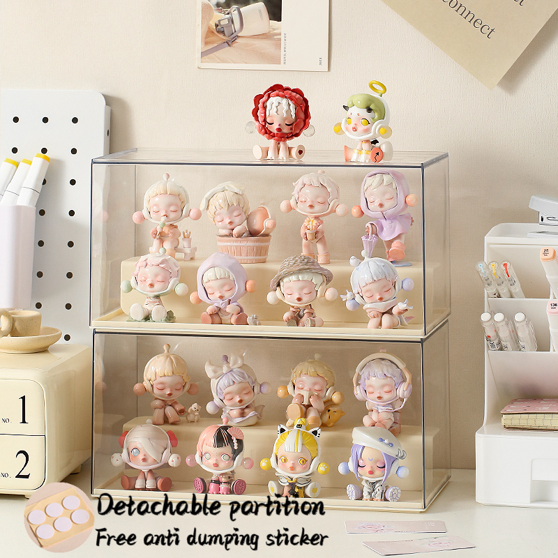 Large Capacity Doll Storage Artifact Stacked Transparent Display Cabinet  Dustproof Figures Plush Bear Cotton Toy Storage Box