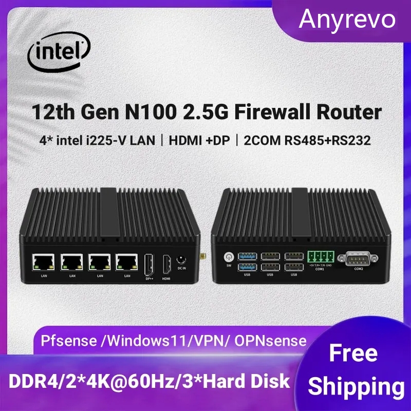 Intel i3 N305 8 Core 4xi226-V 2.5G Firewall Mini PC 12th Gen N100