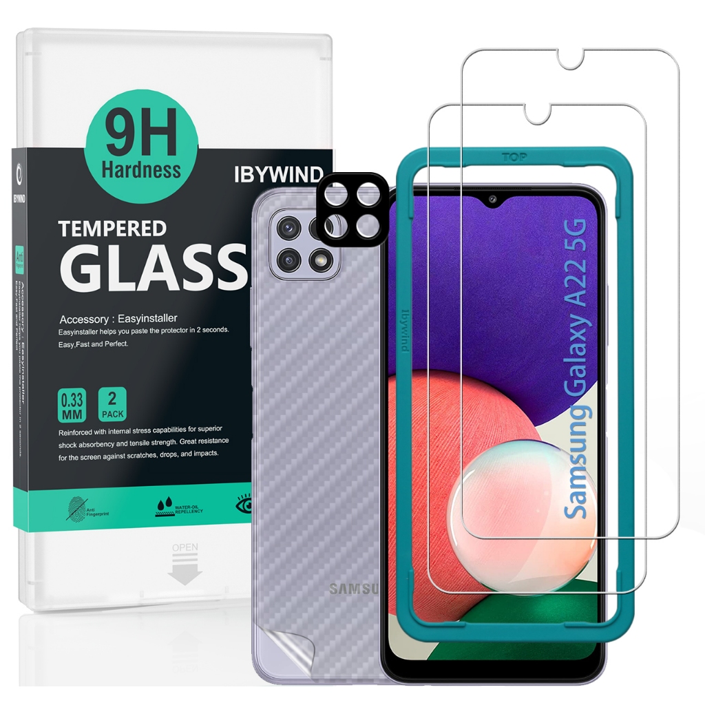  Ibywind Screen Protector For Xiaomi Poco X3/X3 Pro,with 2Pcs  Tempered Glass,1Pc Camera Lens Protector,1Pc Backing Carbon Fiber Film  [Fingerprint Reader,Easy to install] : Cell Phones & Accessories