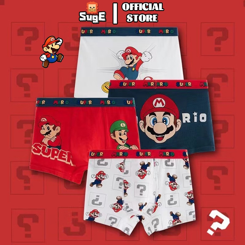 SUGE Summer New Children's Mario Panties Baby Boy 3-8 T Soft Underwear  Spiderman Boxer Briefs Cartoon Panties