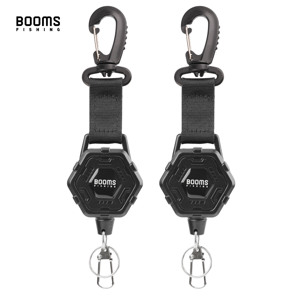 Booms Fishing T01 2M Coiled Lanyards Carabiner Clip with Rod