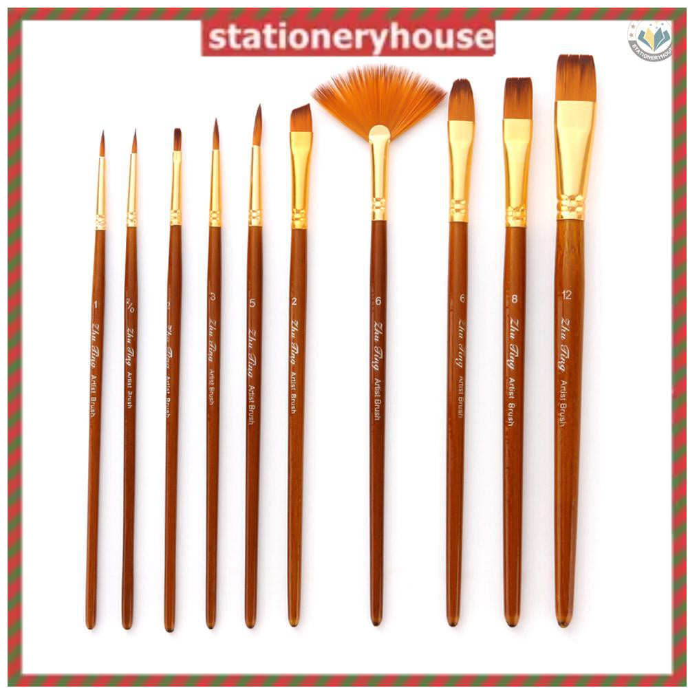 10pcs Paint Brushes Set Kit Artist Paintbrush Multiple Mediums Brushes with  Nylon Hair for Artist Acrylic Aquarelle Watercolor Gouache Oil Painting for  Great Art Drawing Supplies 