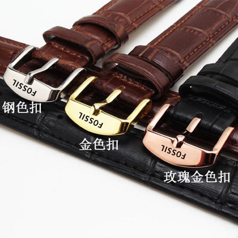 Strap fossil fossil Watch Strap Genuine Leather Unisex Pin Buckle Bracelet 14 16 18 19 20 21 22mm Shopee Singapore