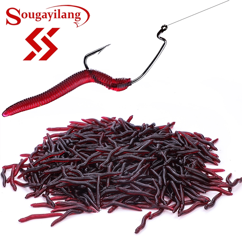 Soft Lure Fishing Worm 4cm 0.3g Red Worms Artificial Fishing Lure Tackle  Lifelike Fishy Smell Lure