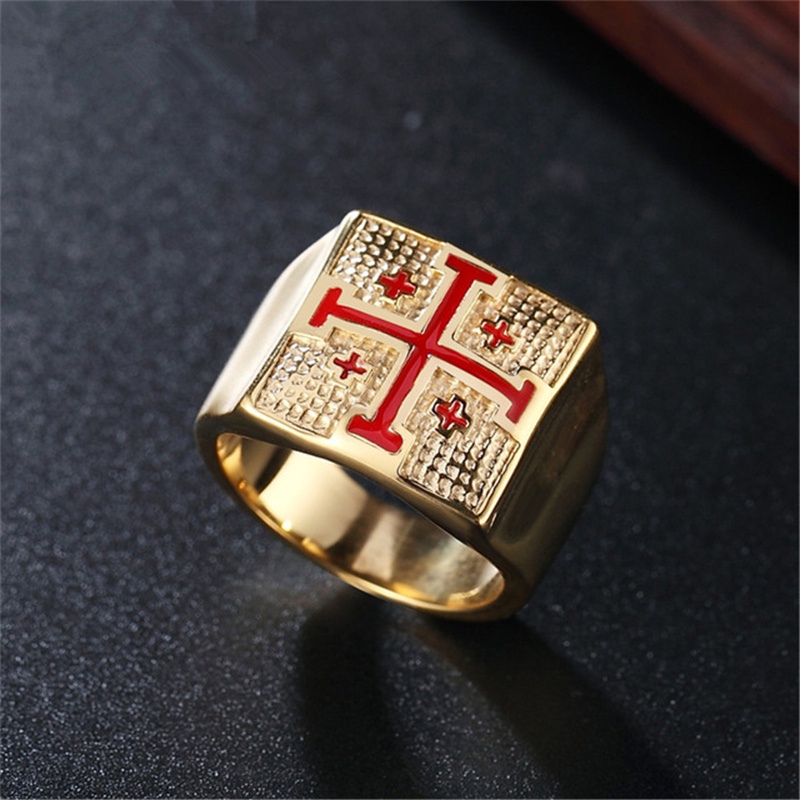 Gold cross ring on sale mens