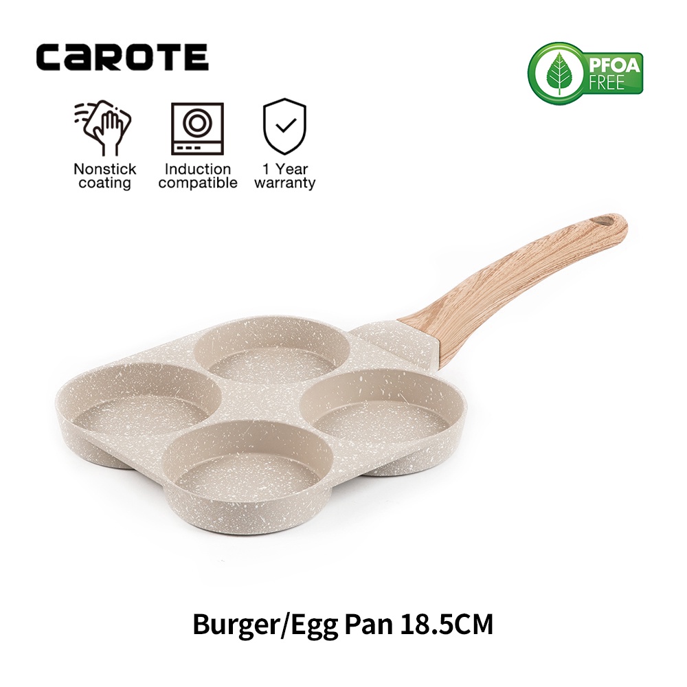 Carote Cosy Collection Non Stick 4 in 1 Burger/Egg Pan Japanese Style  Breakfast Pan PFOA Free Non-Stick Coating Multifunction Suitable for All  Stove