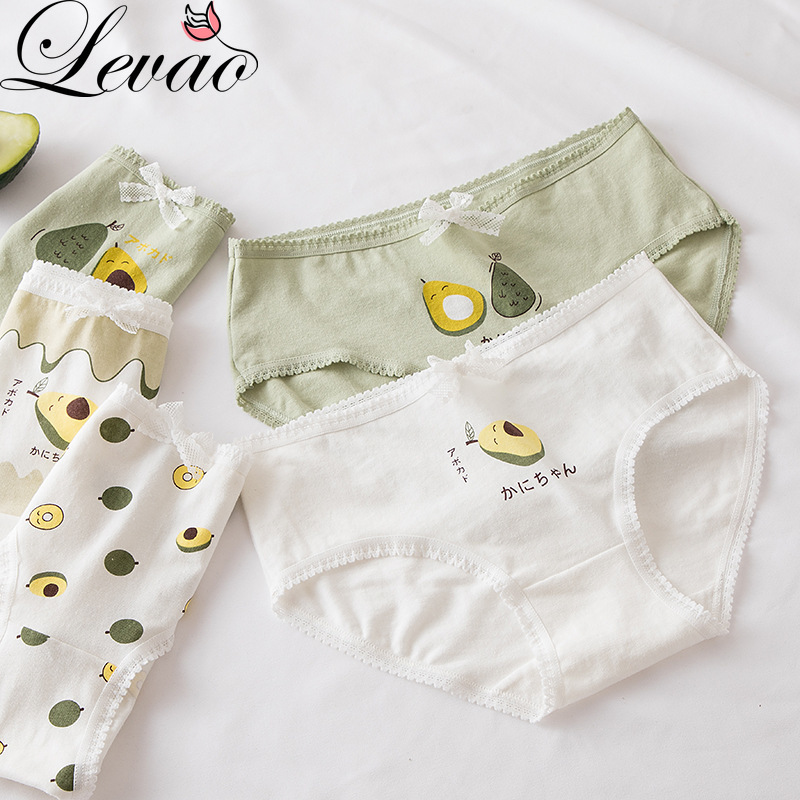 LEVAO Girl Panties Avocado Printed Panty for Women Green Underwear