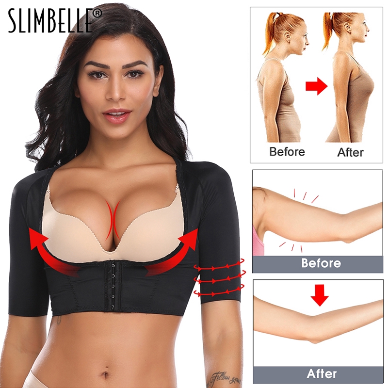 SLIMBELLE Women's Seamless Arm Shaper Slim Upper Sleeves Top Body Shaper  Compression Vest Posture Corrector