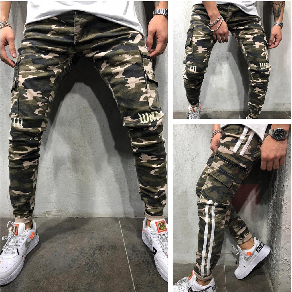 Camouflage slim hot sale casual pants