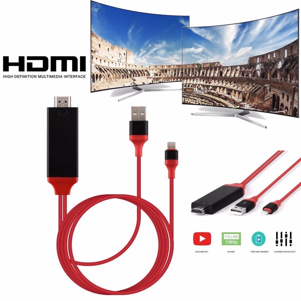 iOS HDMI Video Cable Adapter For iPhone 14 13 12 11 Pro X 6 7 8 Plus To TV  HDTV