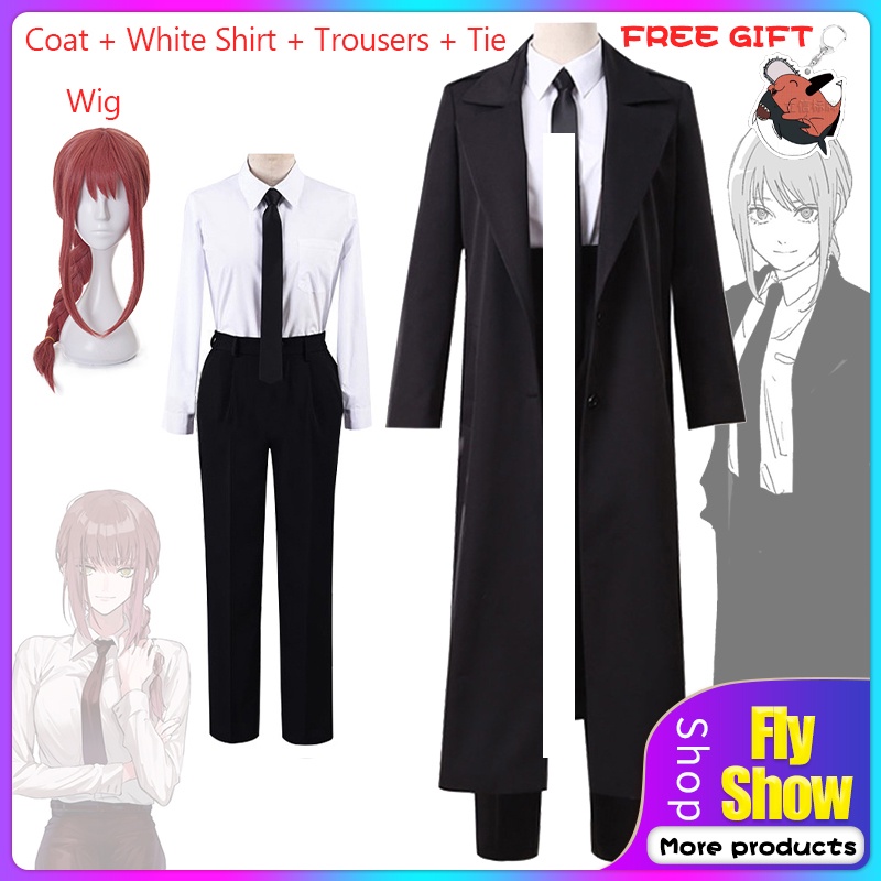 Anime Chainsaw Man Power Cosplay Costume Outfit + Cosplay Wig Women Cosplay  Jacket Pants Uniform Halloween Party Fancy Dress Up Set, 6pcs/set 