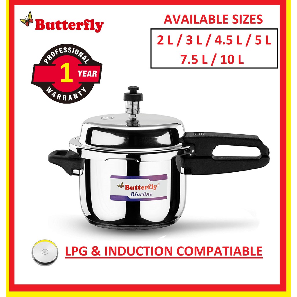 BUTTERFLY BLUELINE STAINLESS STEEL PRESSURE COOKER 2 L 3 L 4.5