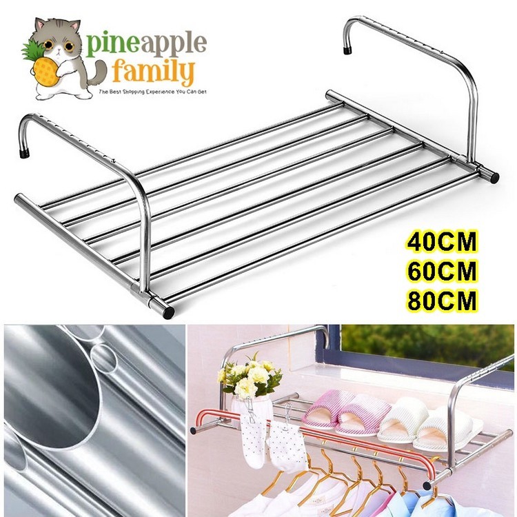 Stainless Steel Foldable Towel Hanger Balcony Laundry Cloth Drying Rack  Indoor Outdoor Clothes Hangers | Shopee Singapore