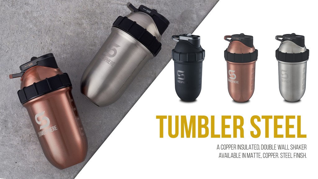 ShakeSphere Tumbler Steel | Shaker Bottles | 700mls - Copper