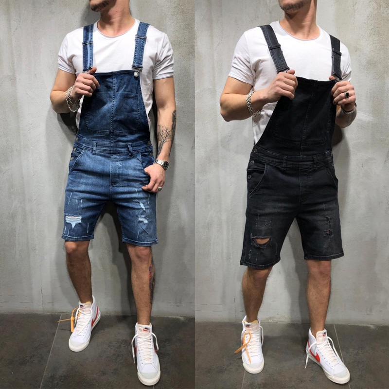 Mens denim hot sale dungaree shorts