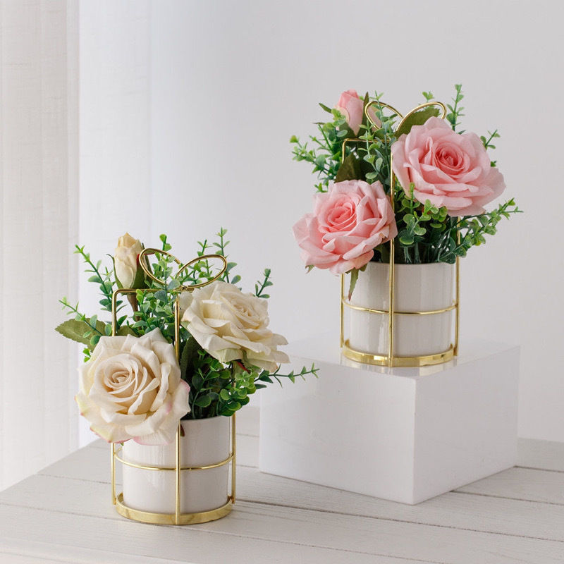 Ins Nordic Artificial Flower Decoration Plastic Silk Flower Vase