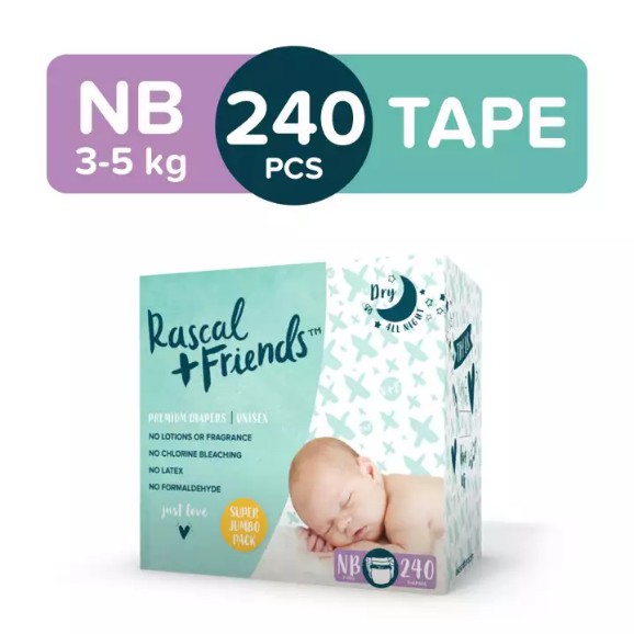 Rascal+Friends Premium Adhesive Newborn Nappy Diapers