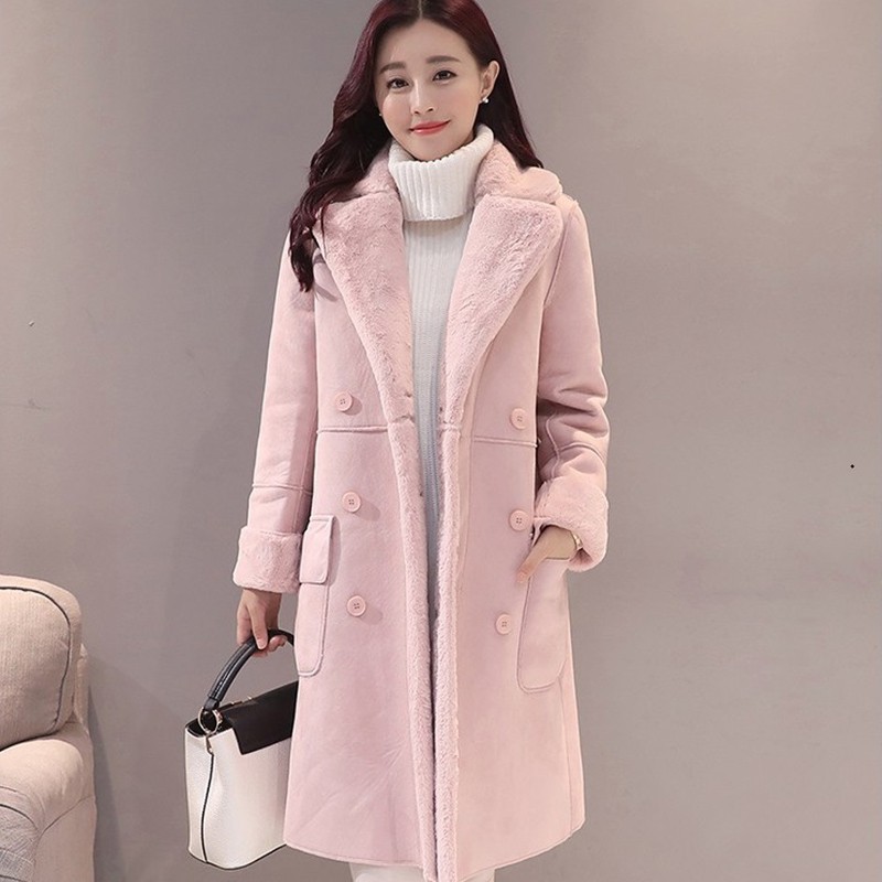 Women Suede Winter Coat Faux Sheepskin Long Jacket Overcoat Female Trench Coats Shopee Singapore