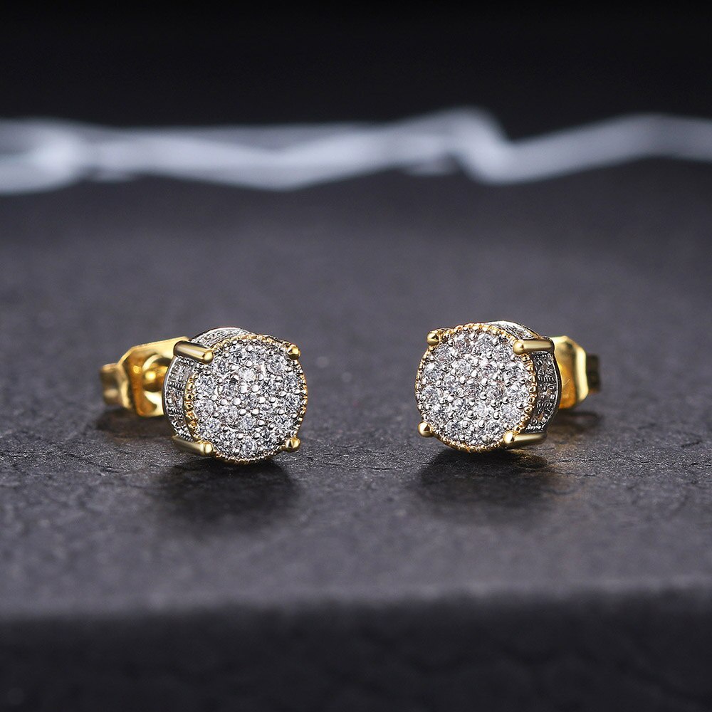 Gold diamond hot sale square earrings